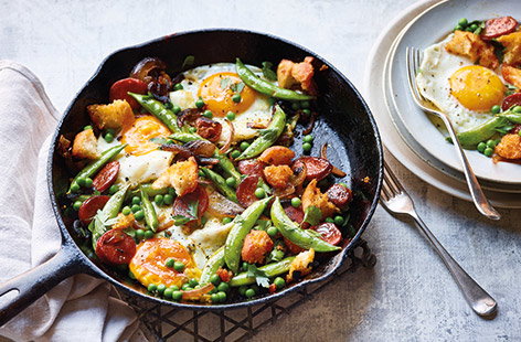 Image of "Chorizo and pea hash"