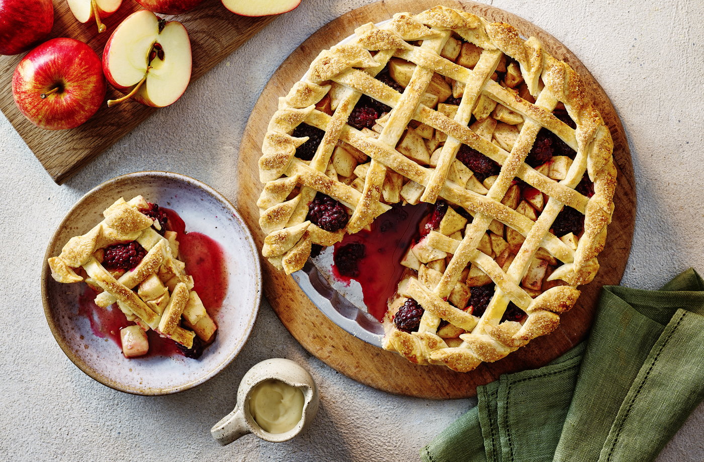 Apple and blackberry pie