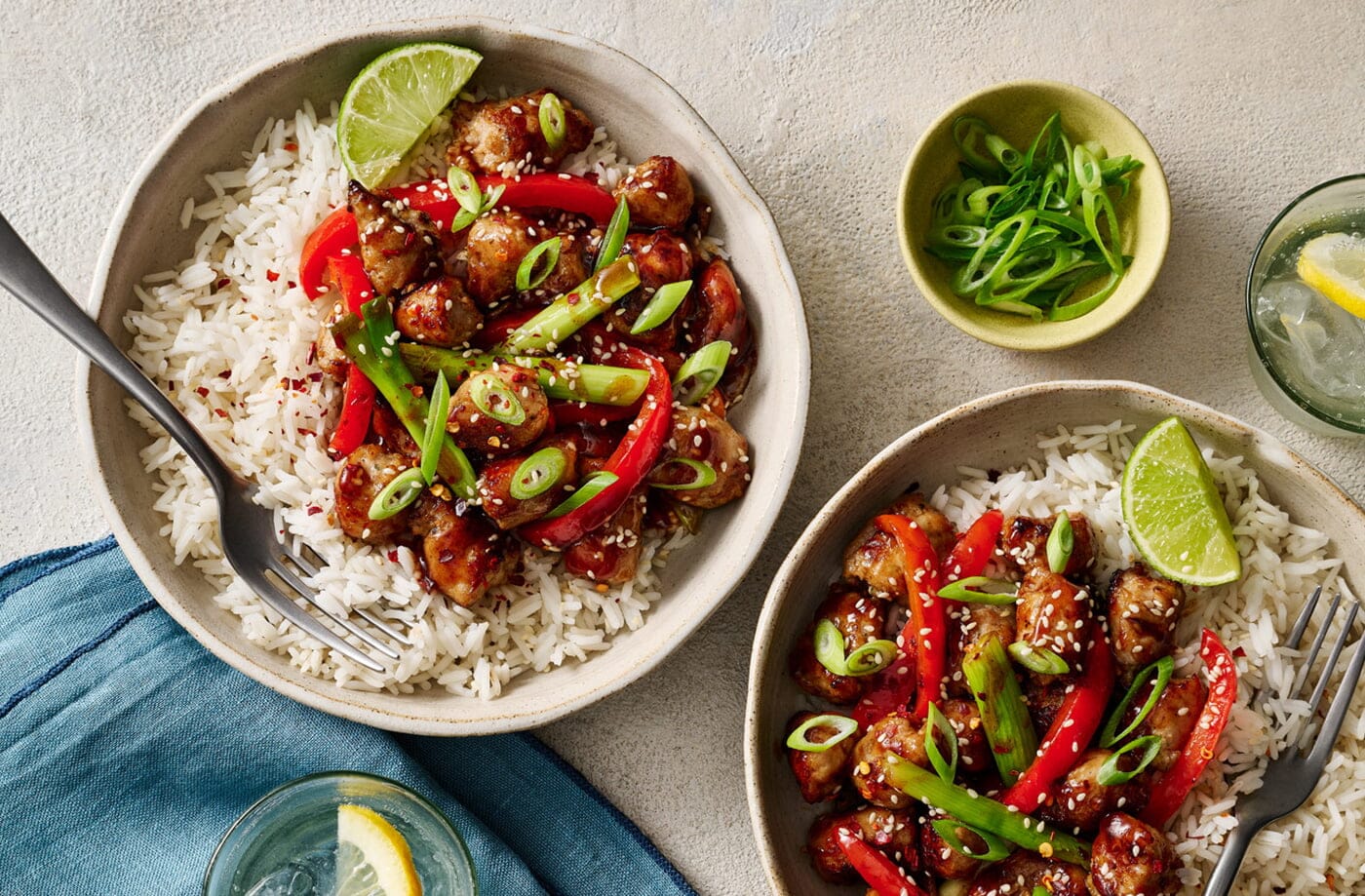 Hoisin sausage rice bowl