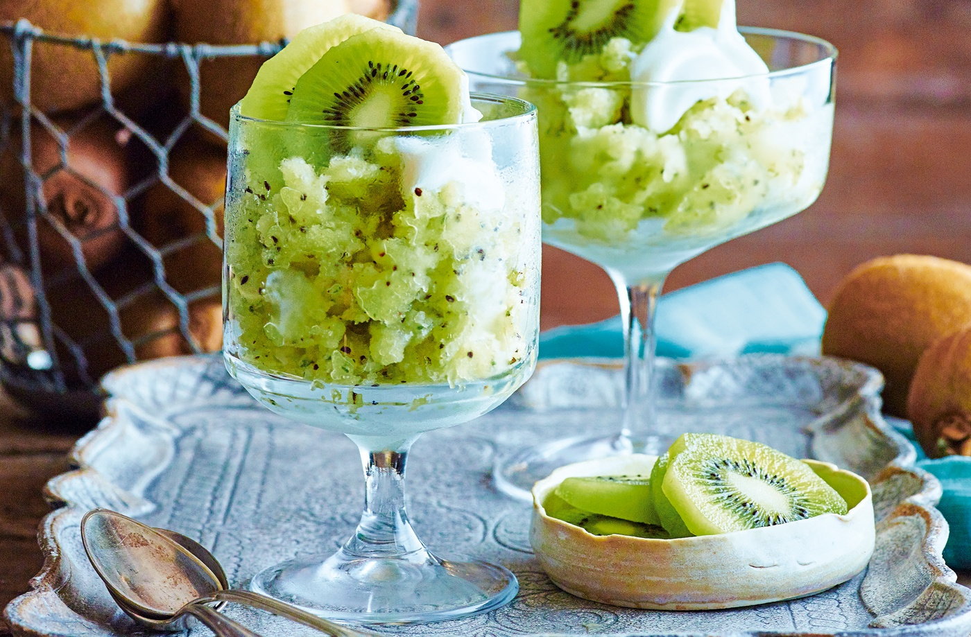 Kiwi, mint and lime granita