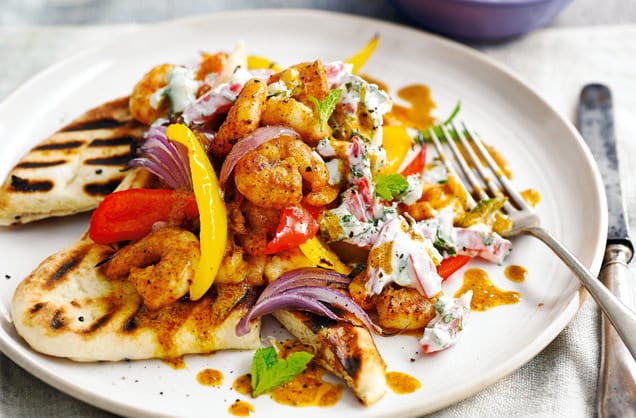 Tandoori prawn naans