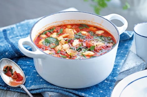 Image of "Chorizo, butter bean and spinach stew"