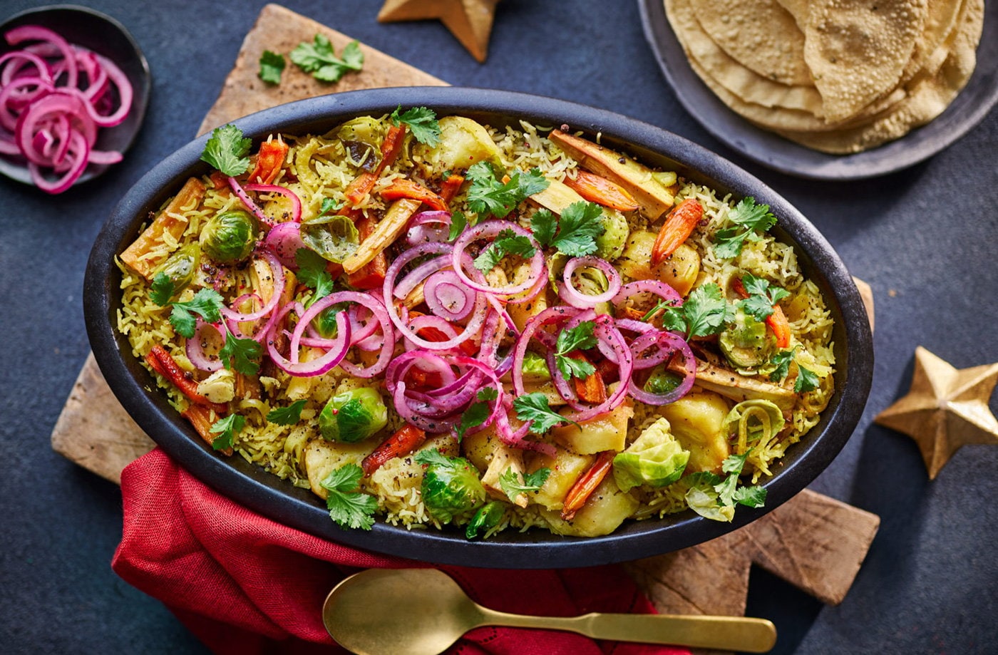 Bubble and squeak biryani