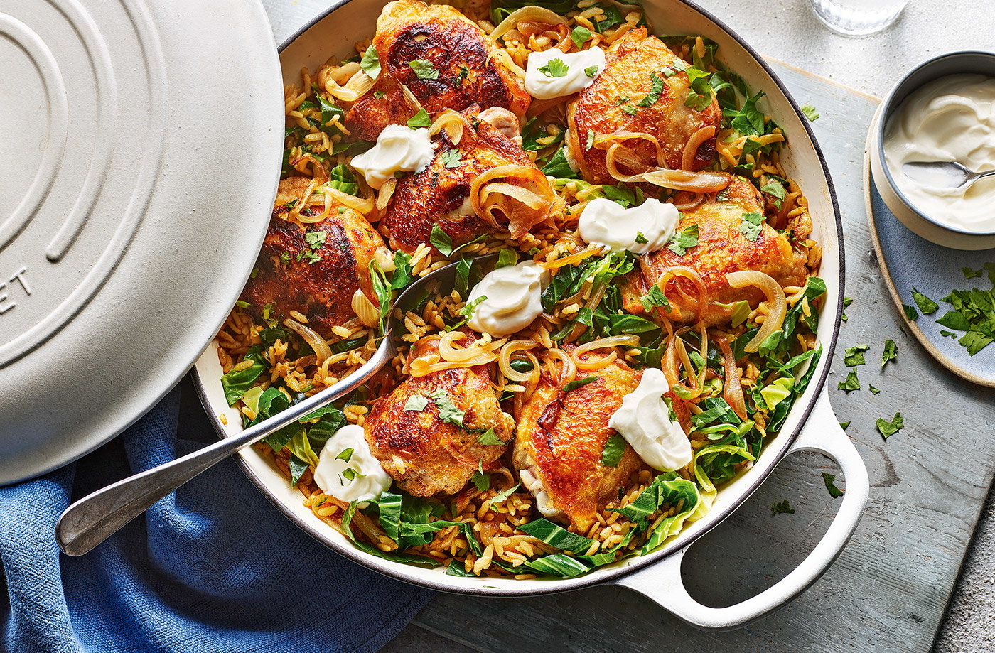 Cheat's coronation chicken biryani