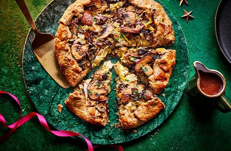 Image of "Mixed mushroom, chestnut and leek galette"