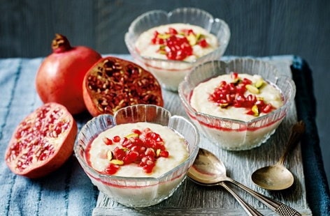 Image of "Rosewater rice pudding with pomegranate and pistachio"