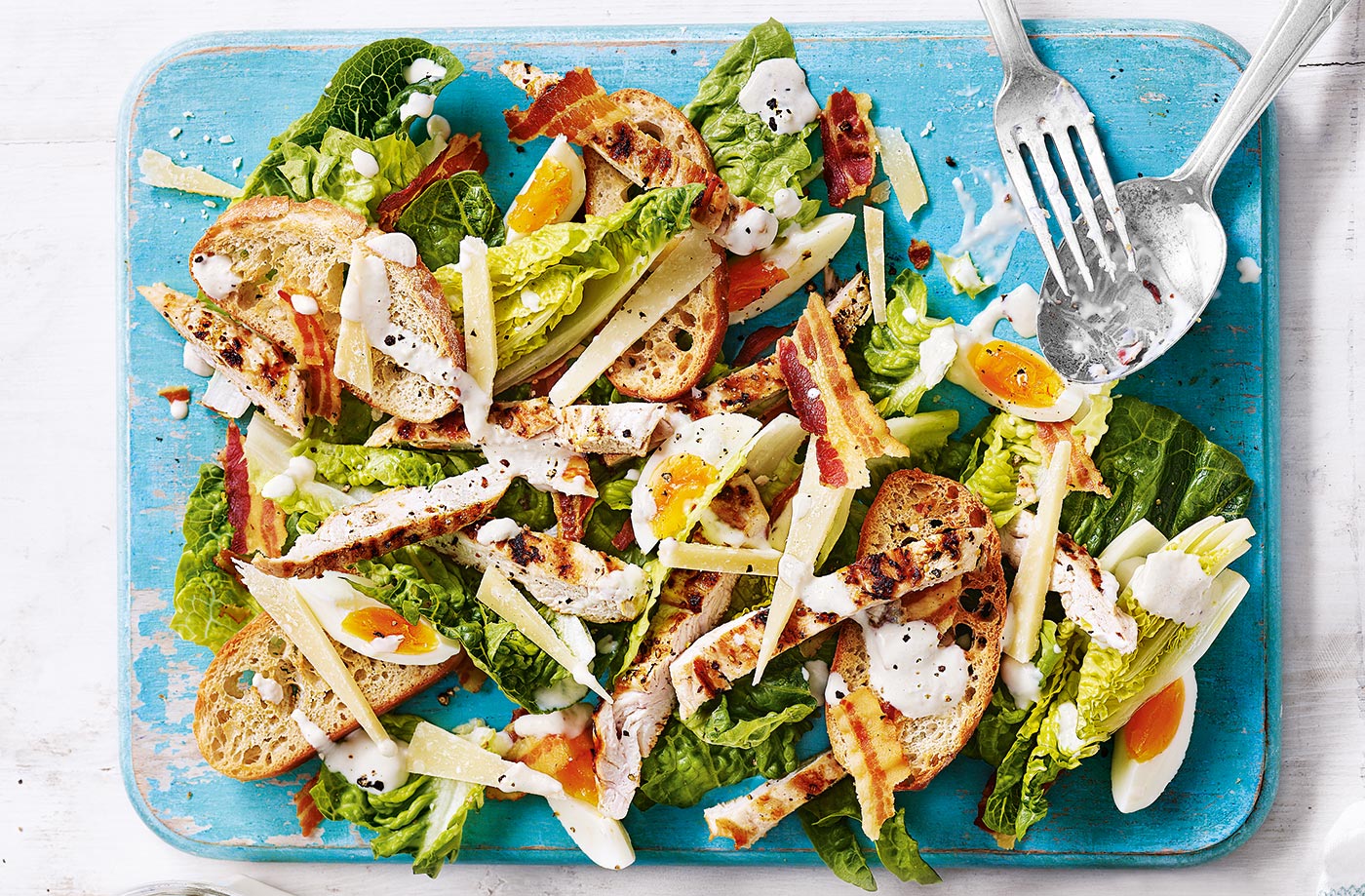 Lighter chicken Caesar salad