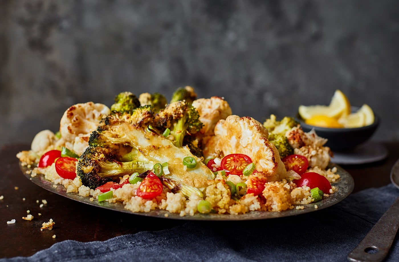 Middle Eastern broccoli and cauliflower couscous