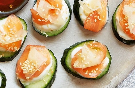 Image of "Sushi salmon stacks"