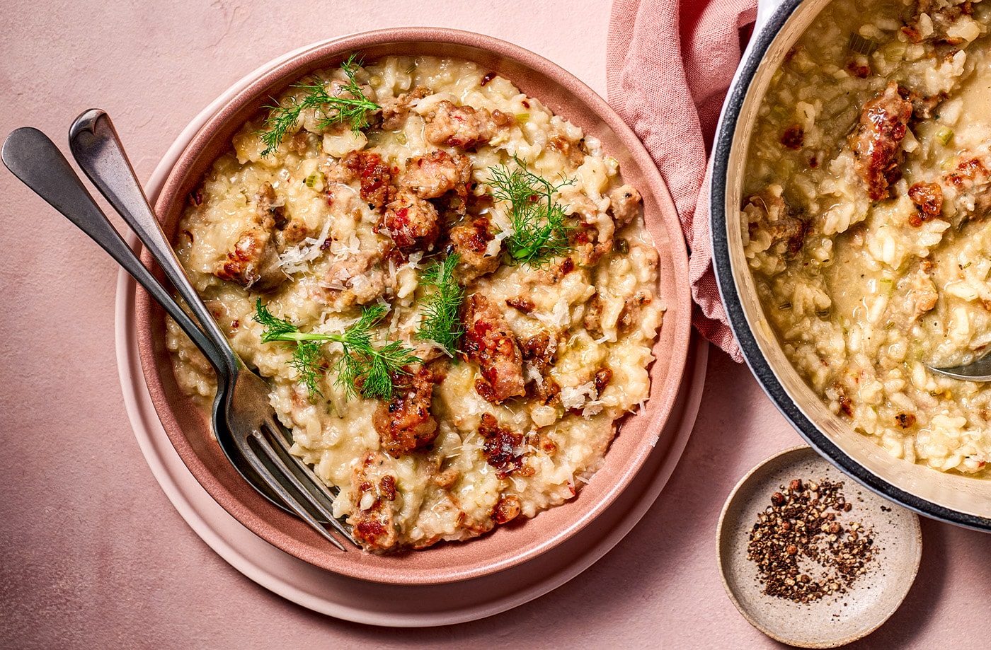 Fennel and sausage risotto
