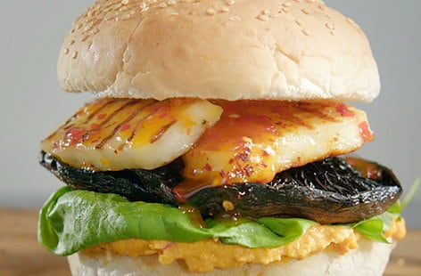 Image of "Halloumi and mushroom burgers"