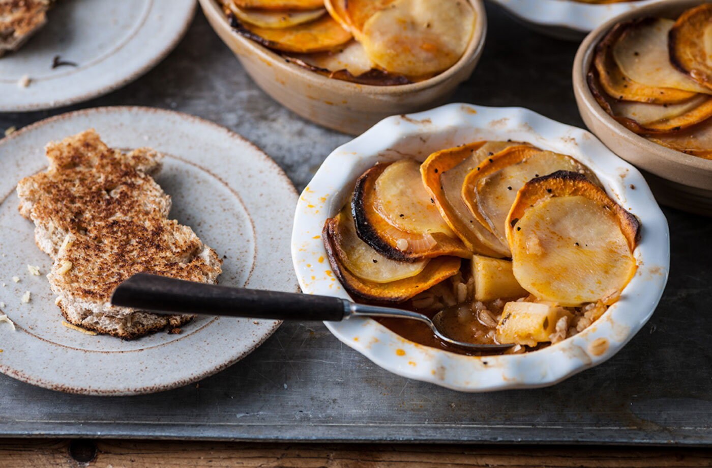 Lisa Allen's veggie Lancashire hotpots with snowman toasties