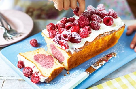 Image of "Raspberry heart loaf cake"