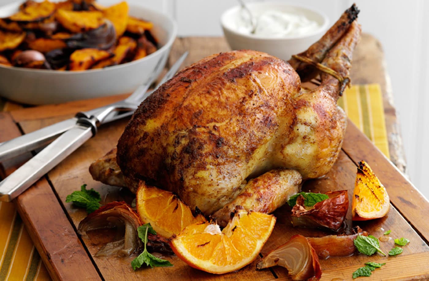 Indian-spiced chicken with roast squash
