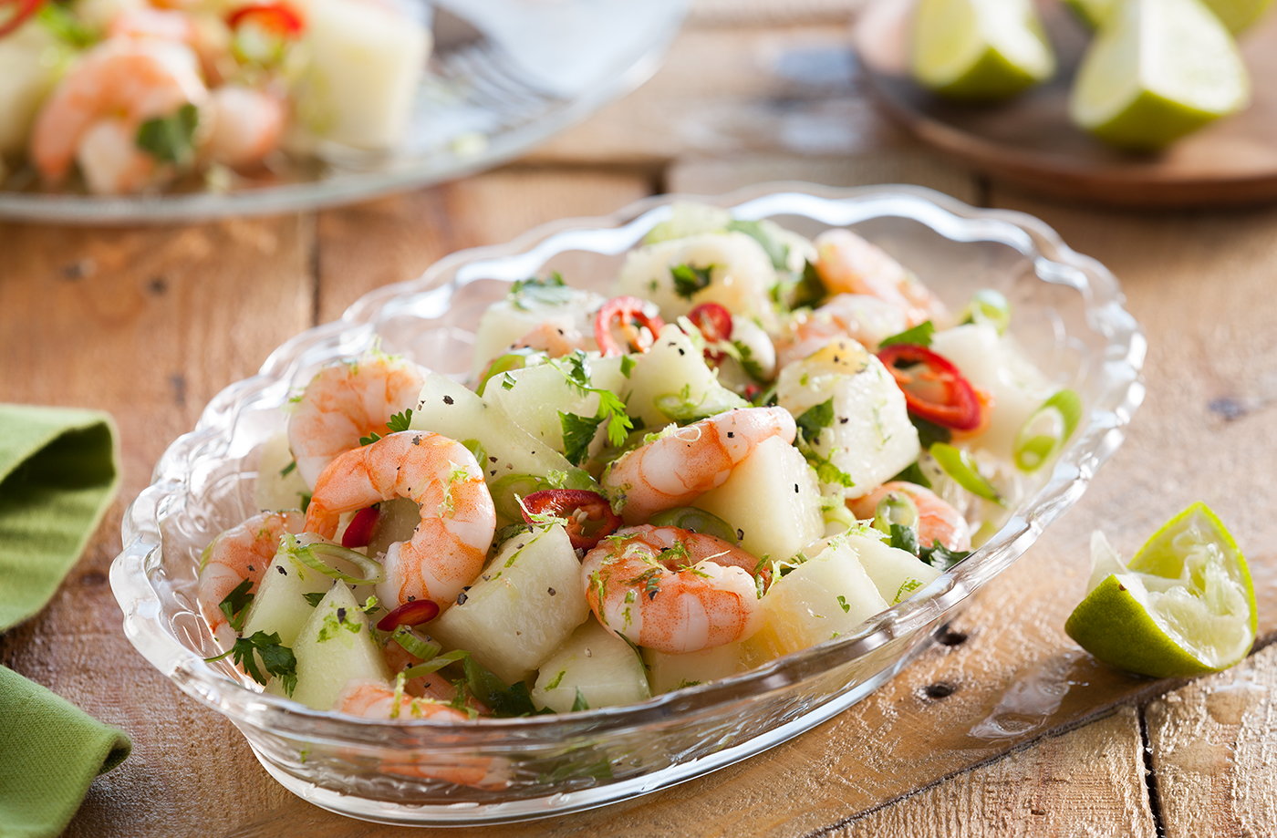 Prawns and melon