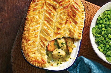 Image of "Watercress and lemon chicken pot pies"