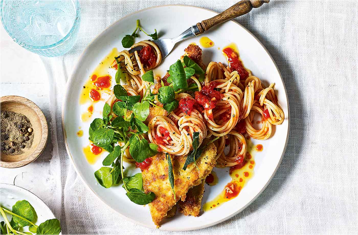 Pork Milanese and spaghetti