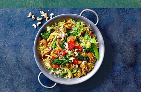 Image of "Curried chicken with pilau rice"
