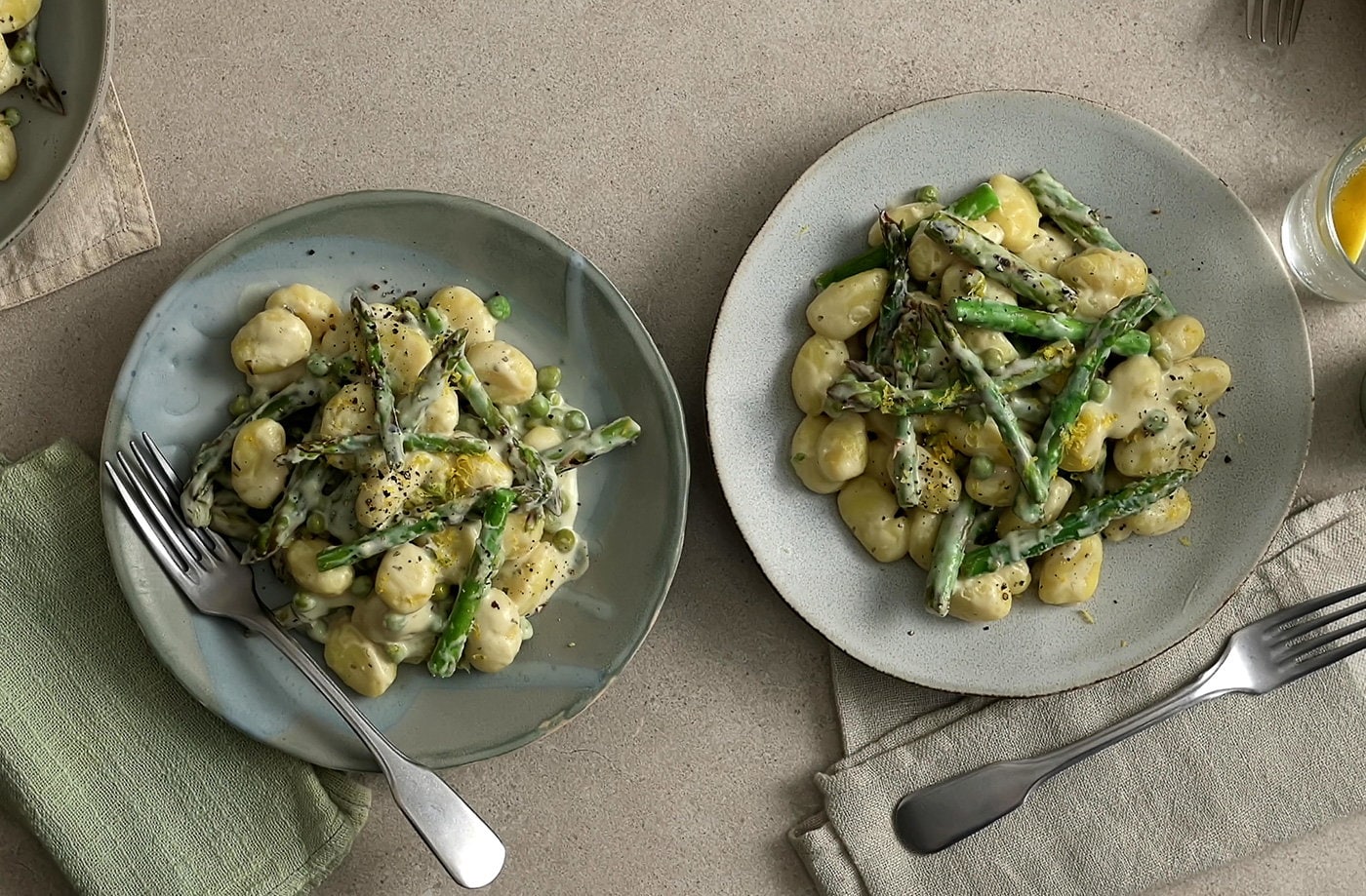 Creamy asparagus gnocchi