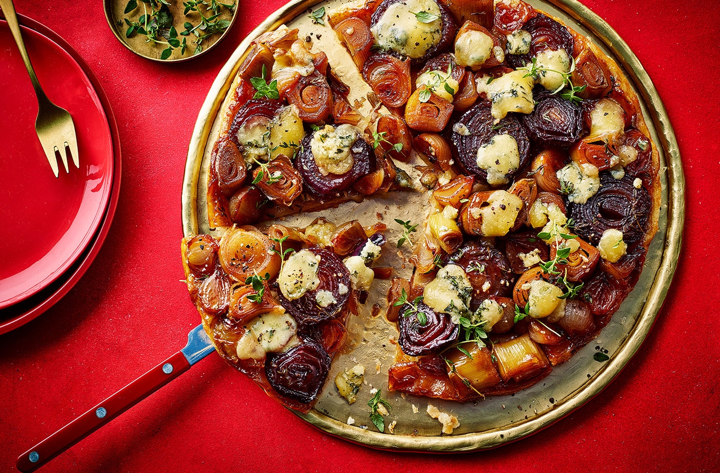 Three onion and cheese tarte Tatin