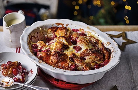 Image of "Cranberry croissant bread and butter pudding"