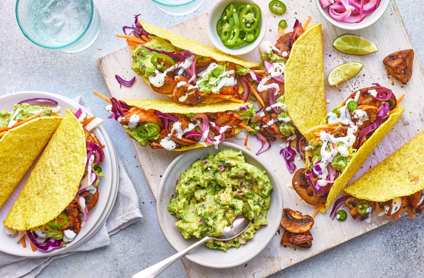 Chipotle mushroom tacos with avocado smash