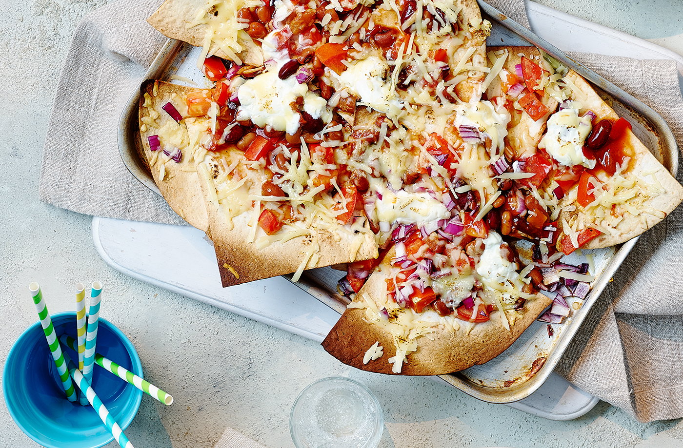 Baked tortilla nachos