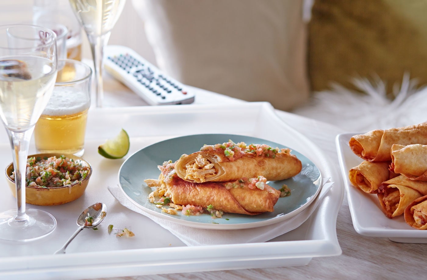 Chicken taquitos with tomato salsa