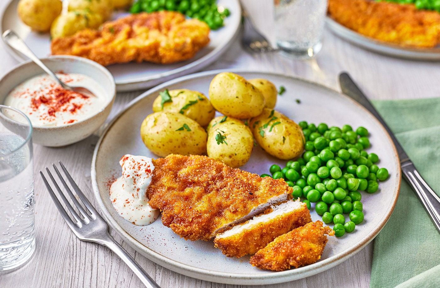 Air-fryer nacho chicken schnitzel