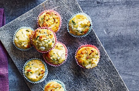 Image of "Goat's cheese, spinach and herb mini muffins"