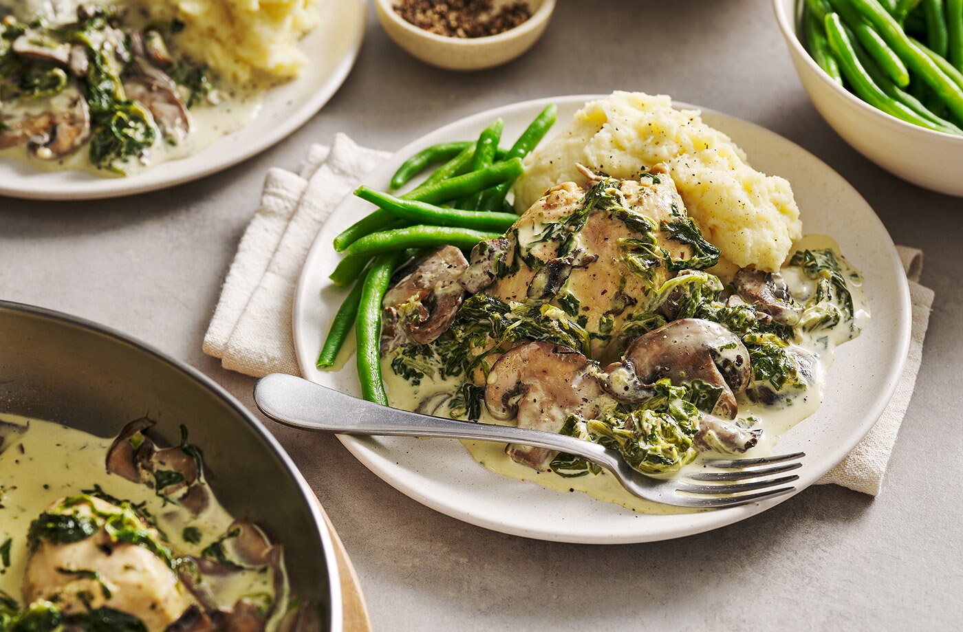 Chicken and mushroom Florentine
