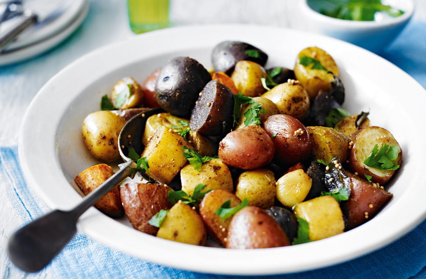 Spiced rainbow potatoes