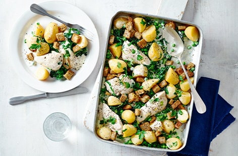Image of "Creamy mustard chicken traybake"