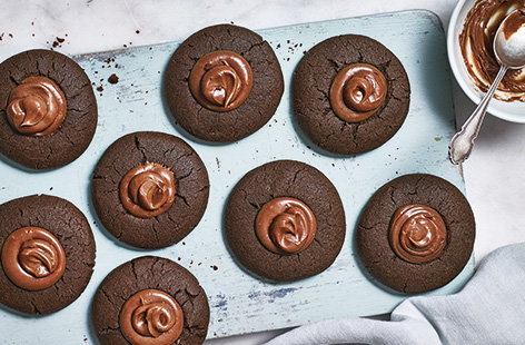 Image of "Peanut butter and chocolate thumbprint cookies"