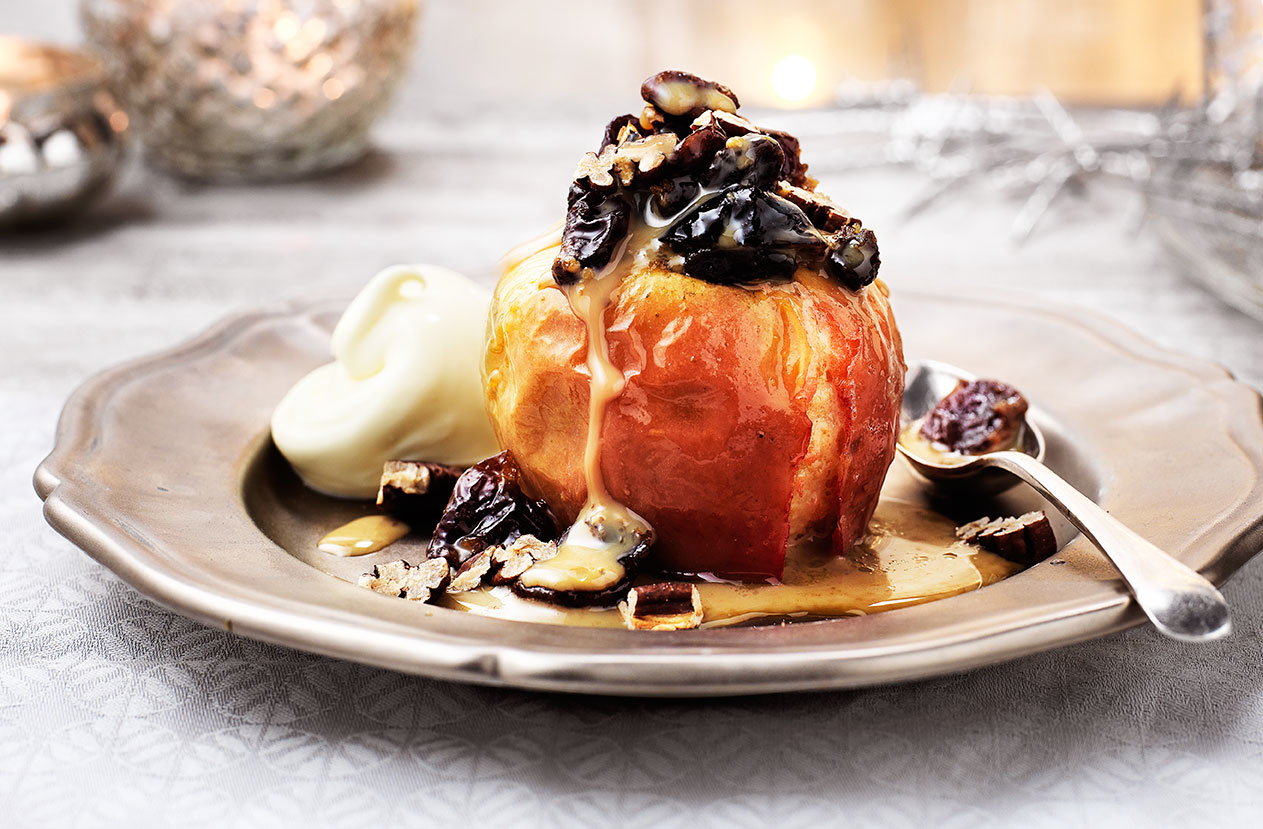 Image of "Salted caramel apples with spiced winter fruit and nuts"