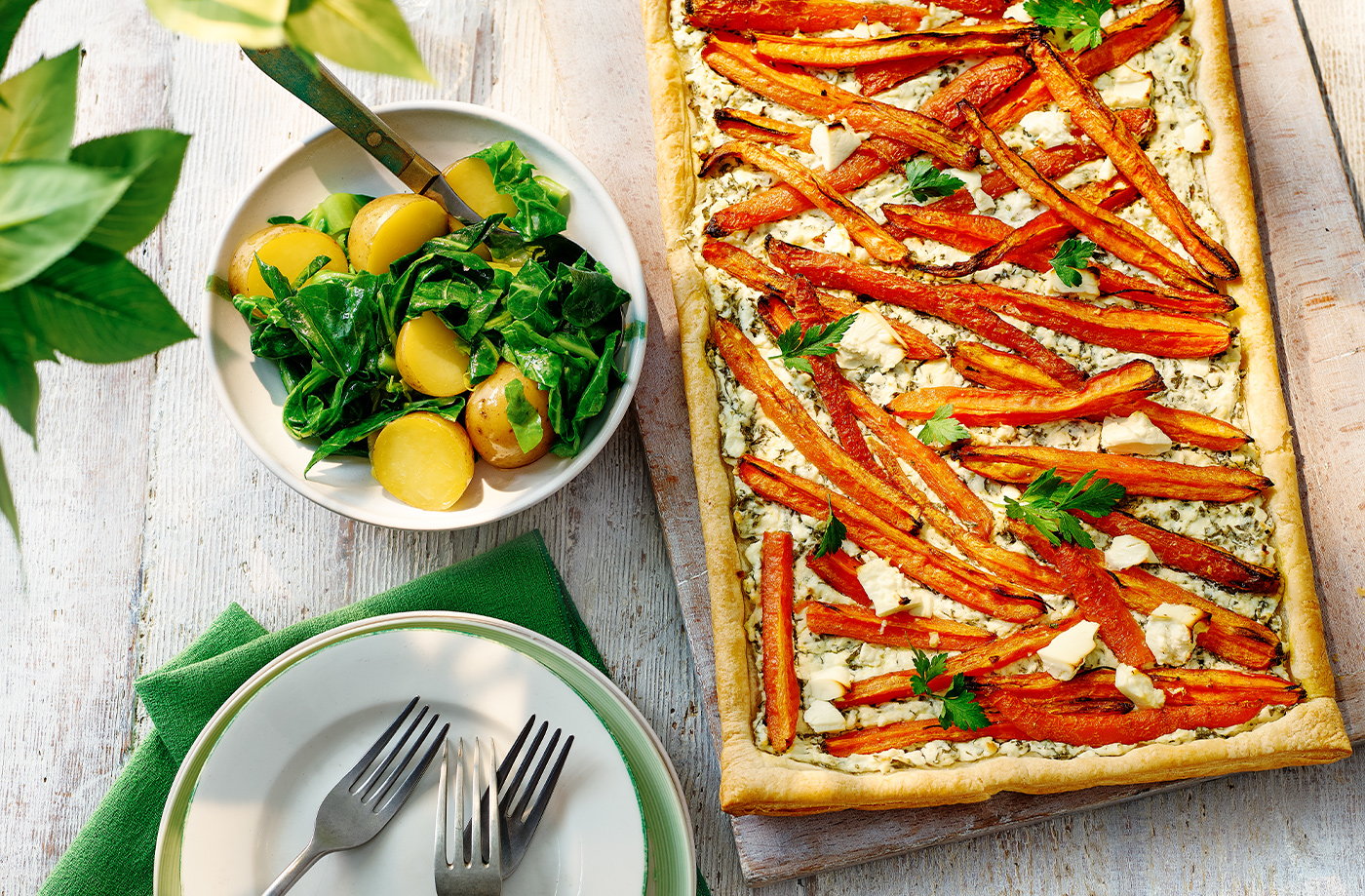 Roasted carrot and cheese tart