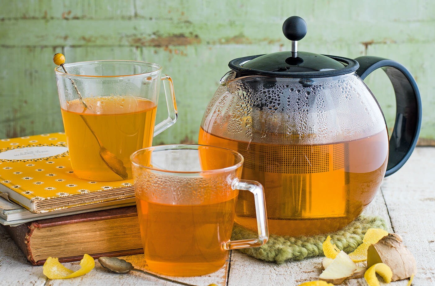 Turmeric tea with lemon and ginger