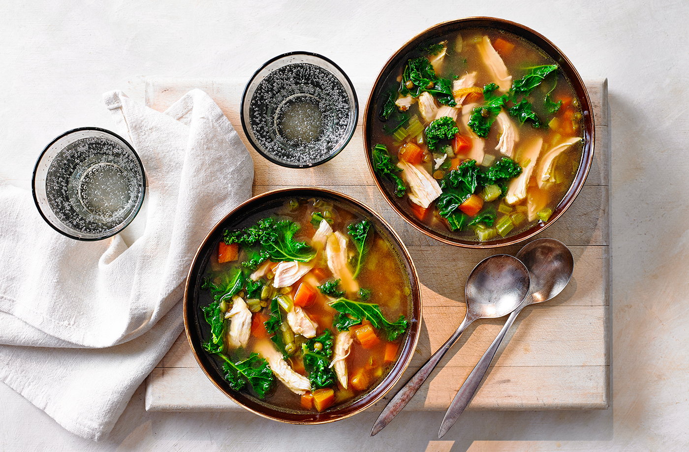 Turmeric chicken and lentil soup