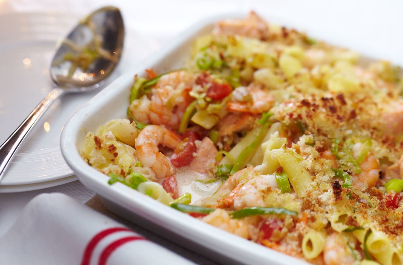 Gluten-free seafood pasta bake