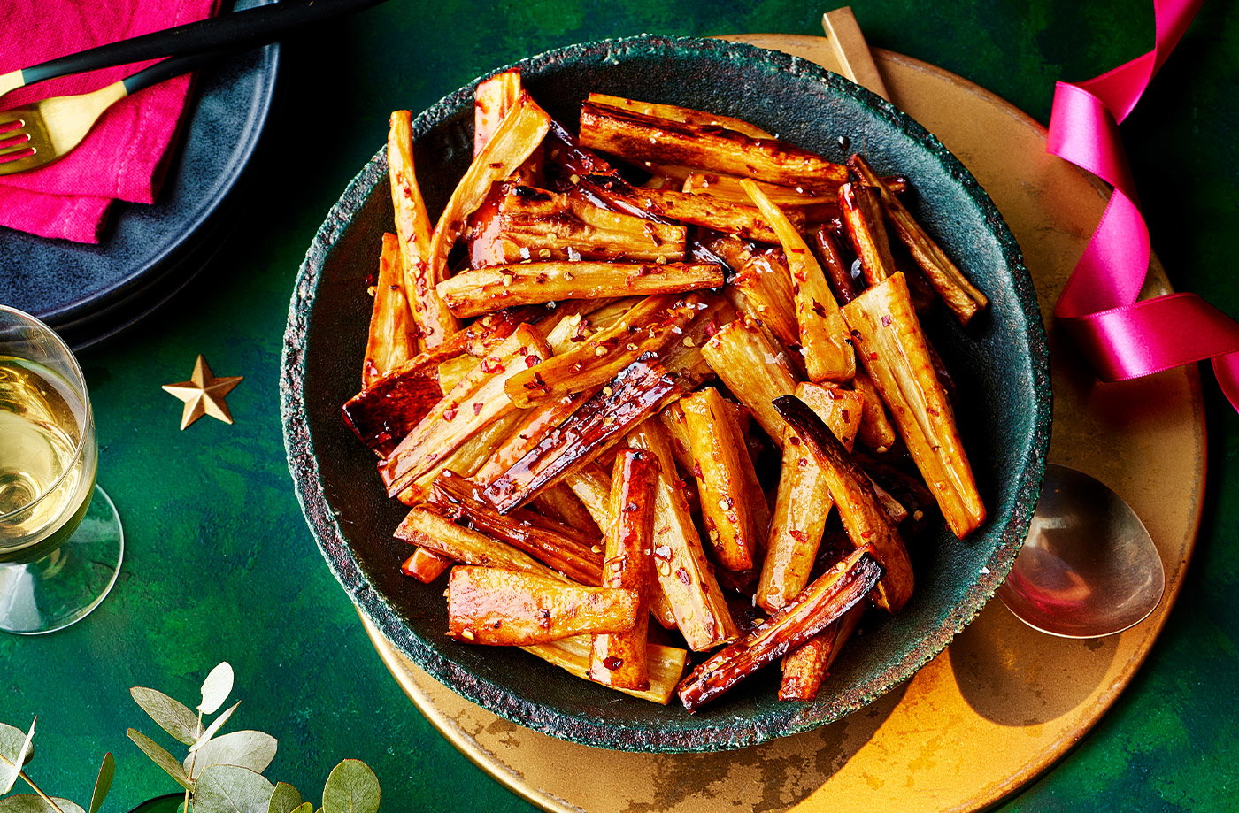 Hot honey-roast parsnips