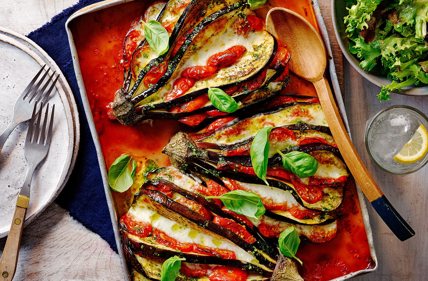 Hasselback aubergine parmigiana