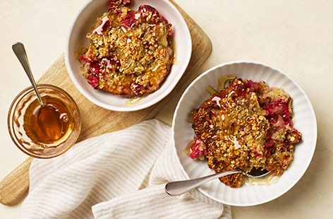 Image of "Pear and raspberry baked oats"