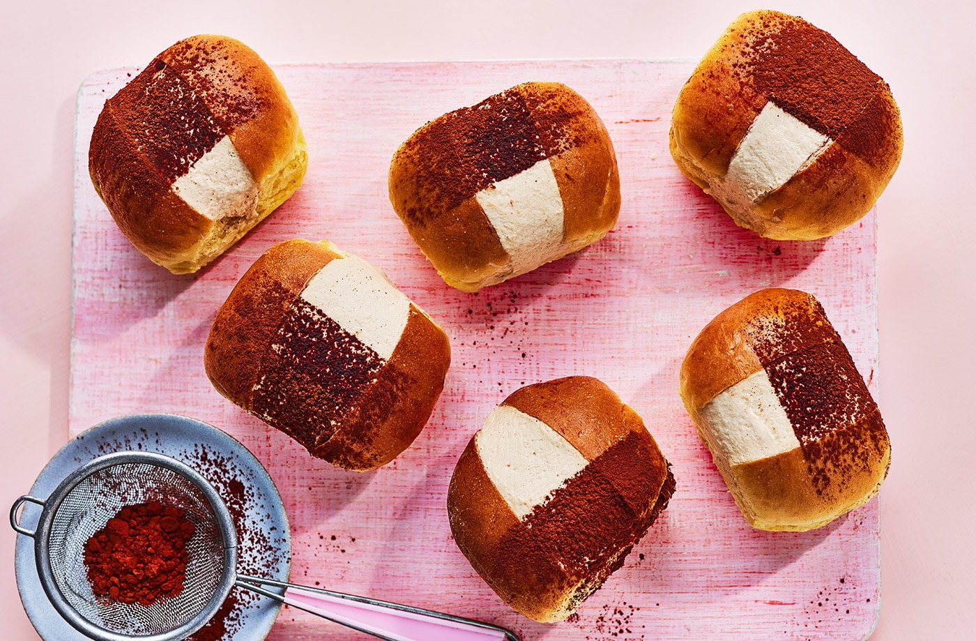 Cheat's tiramisu maritozzi (Italian cream buns)