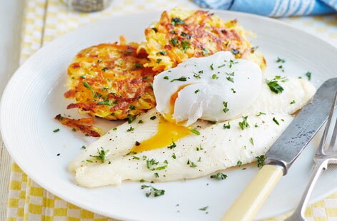 Image of "Root veg rösti with fish & egg"