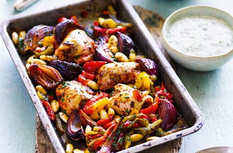 Image of "Harissa chicken bake with tzatziki"