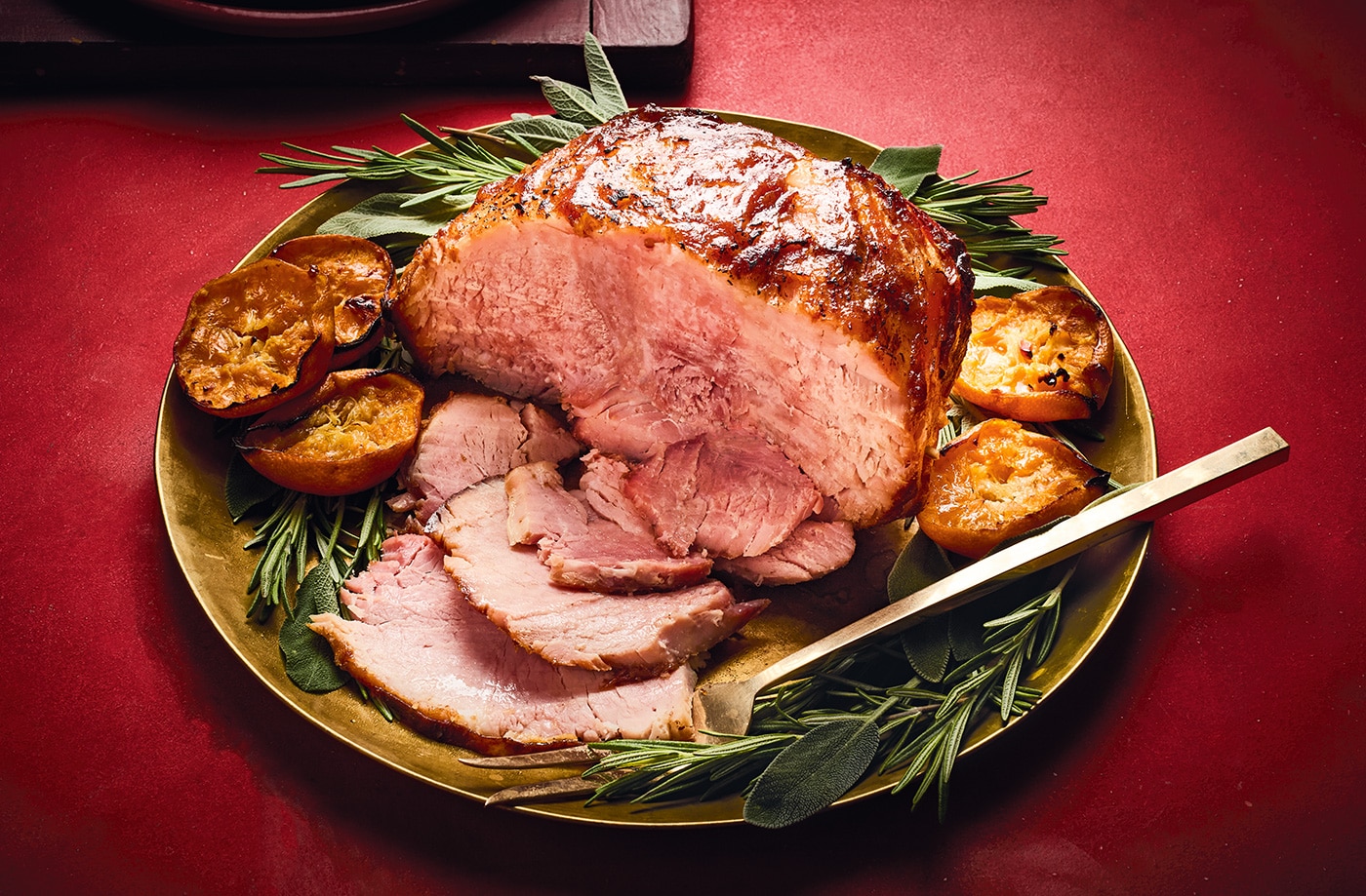 Cranberry and ginger glazed ham