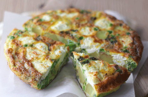Image of "Speedy tortilla with peas, goat’s cheese and mint"