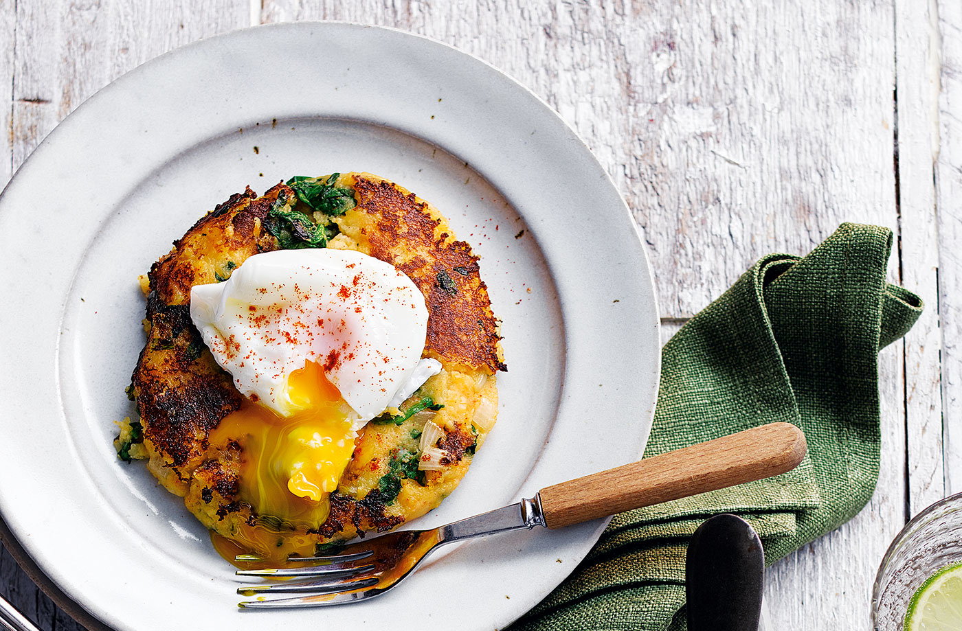 Bubble and squeak with poached egg
