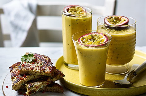 Mango and passion fruit lassi