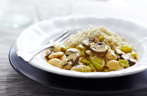 Image of "Leek and butterbean stroganoff"